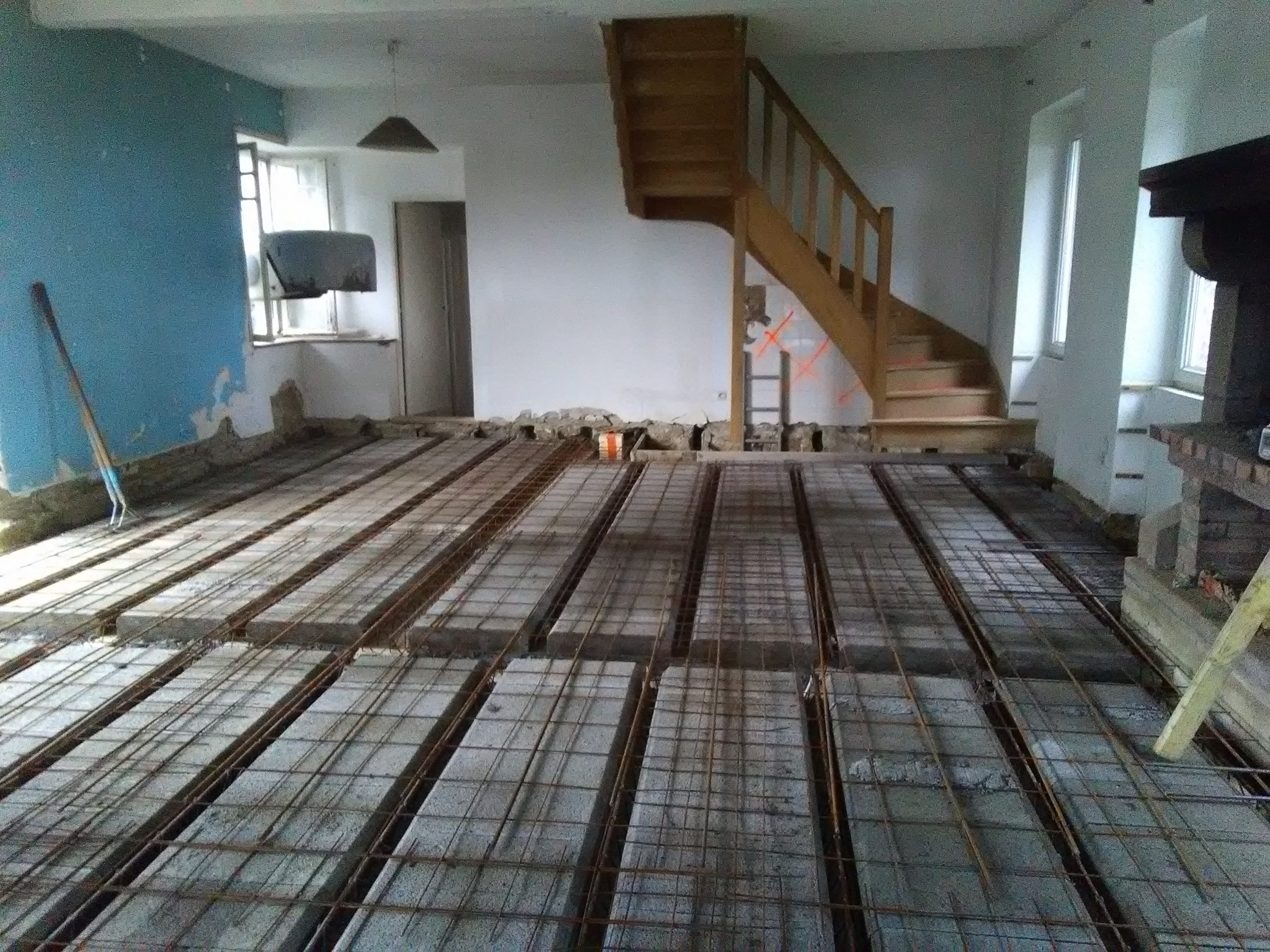 Remplacement d'un plancher bois par un plancher beton - Pors Blanc - Penvenan